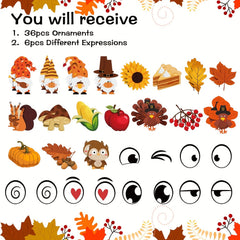 43pcs Fall Thanksgiving Turkey Pumpkin Felt Craft DIY Kit
