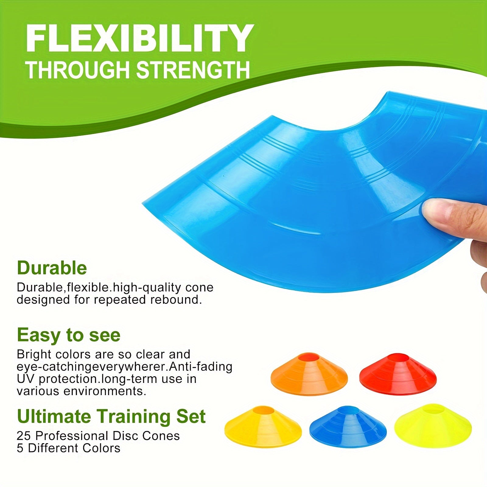 25pcs Agility Training Cones With Carry Bag for Soccer Basketball