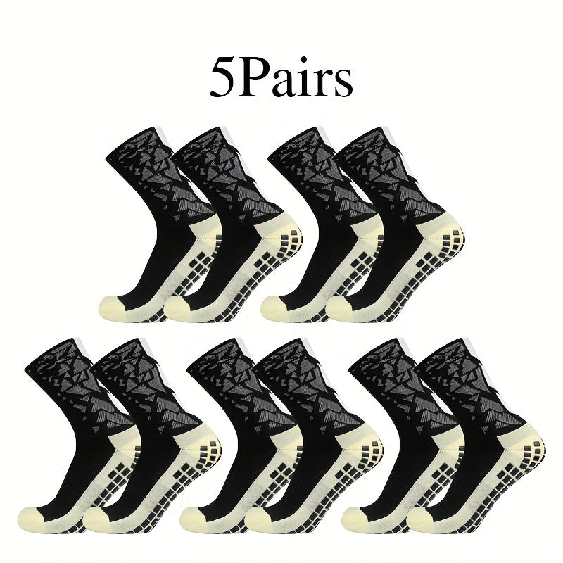 5 Pairs Camo Silicone Soccer Socks Sports Crew Socks Men Women