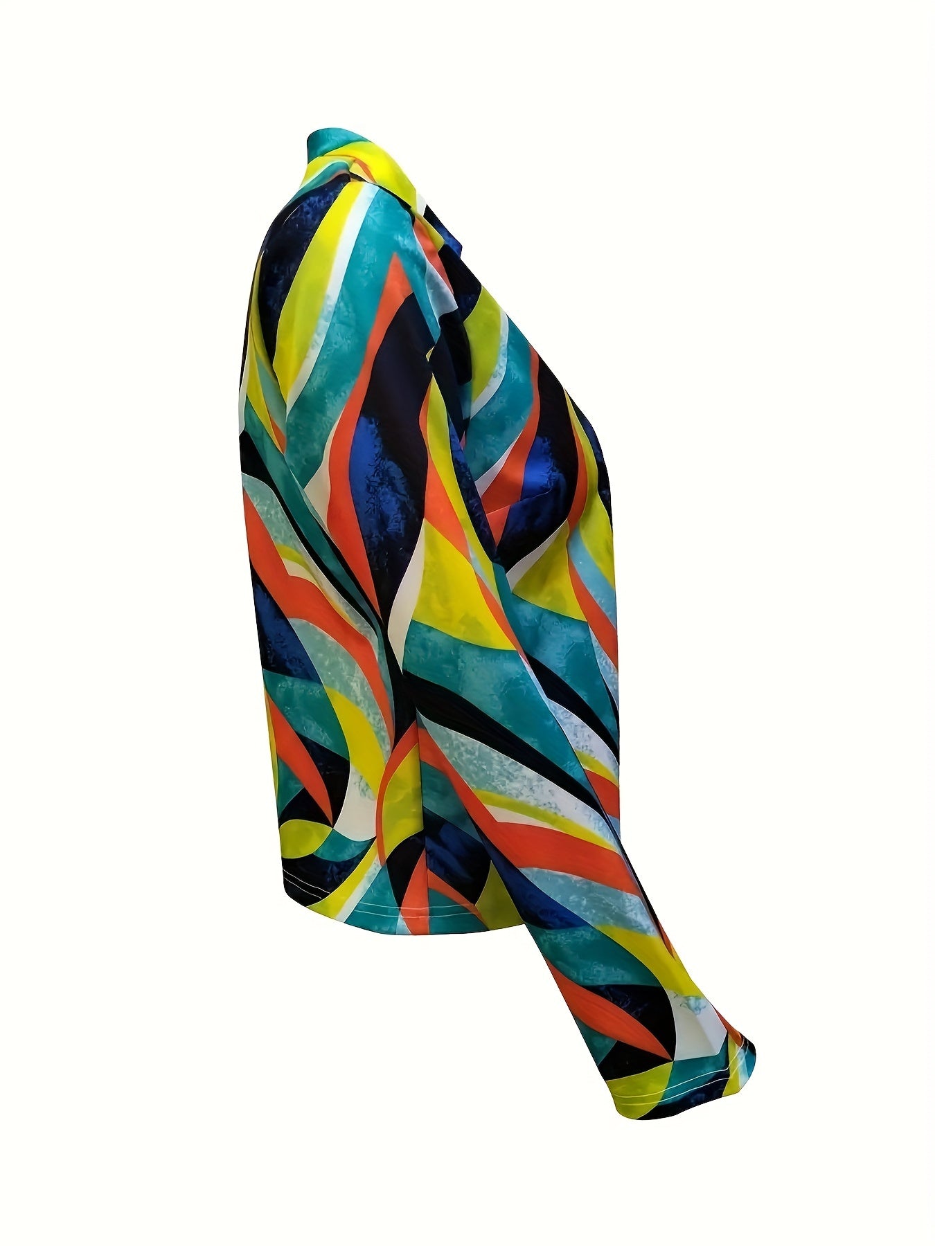  Abstract Stripe Print Long Sleeve Blazer