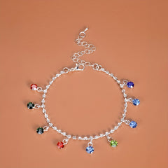 Sparkling Rhinestone Beach Dance Anklet Silver Plated Jewelry