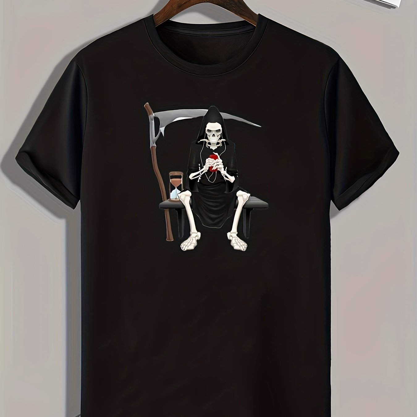 Skeleton Print Men's Graphic T shirt for Summer
