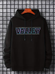 VALLEY Print Hoodie Men's Casual Graphic Pullover Hooded Sweatshirt