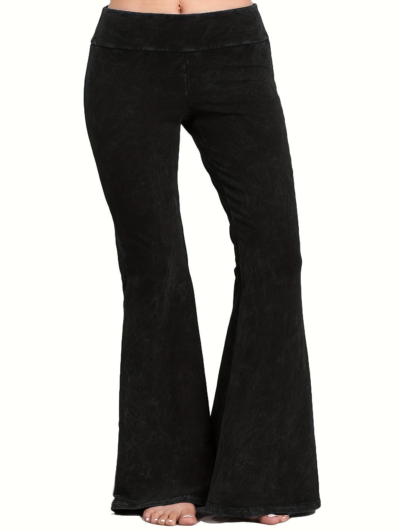  Denim Print Flare Leg Pants