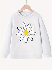 Smart Daisy Flower Pattern Sweatshirt For Girls Round Neck Top
