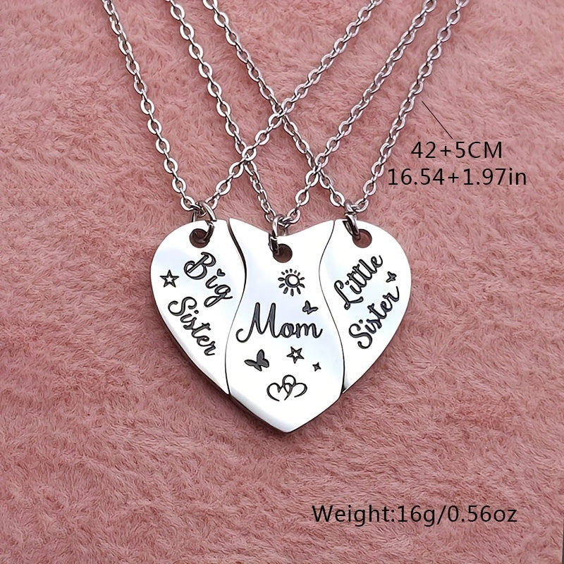 Stainless Steel Love Mother & Daughter Necklace Set