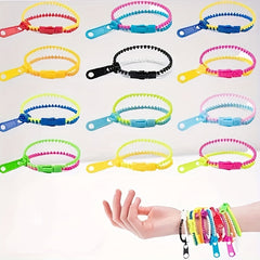 Zipper Bracelets Sensory Toys Bulk Set Neon Colors Kit - 10pcs