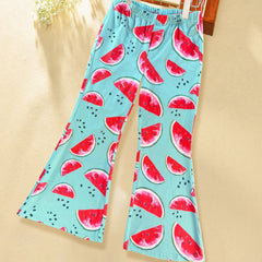 Watermelon Graphic Flare Leg Pants for Toddler Girls