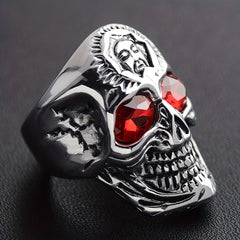 Vintage Skull Head Ring Cracked Ghost Head Rock Men's Ring Size 7 14