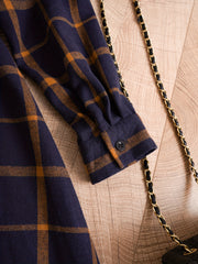  Plaid Print Button Up Long Sleeve Shirt Dress