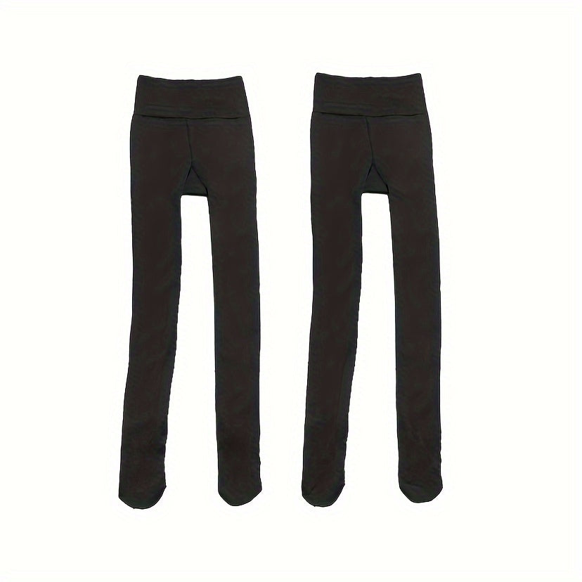 2 Pair Plush Lined Tights High Waist Thermal Leggings Women's Stockings