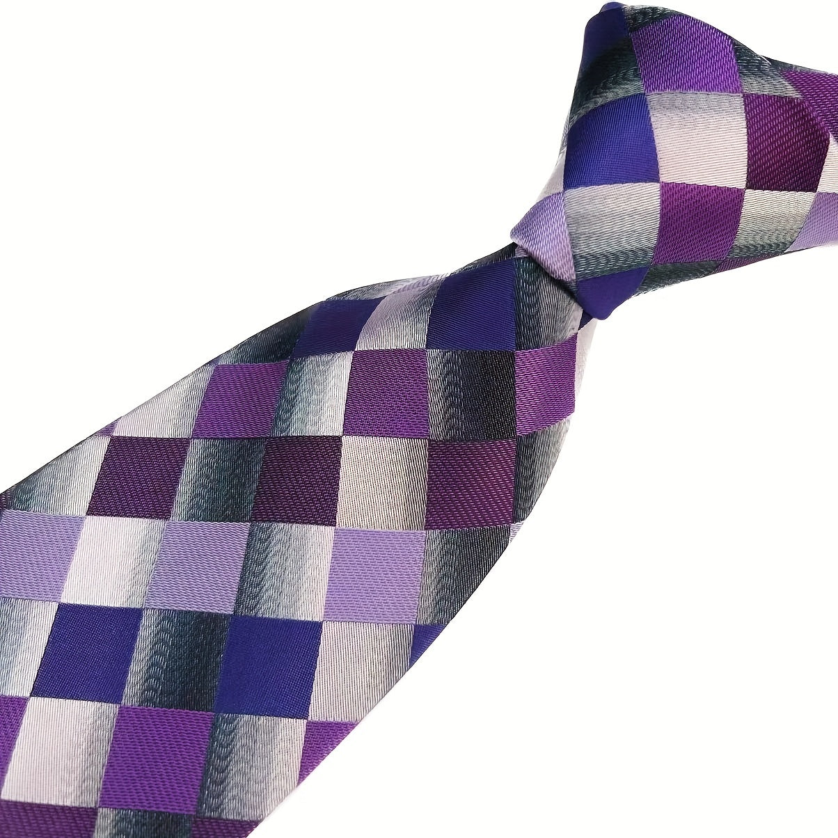Men's Plaid Tie 1200 Needles Purple Polyester Yarn Classic
