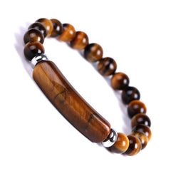 Healing Tiger Stone Rough Bracelet Chakra Crystal Heart Charm Jewelry