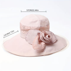 Floral Sun Hat Wide Brim Mesh Breathable Bucket Hat