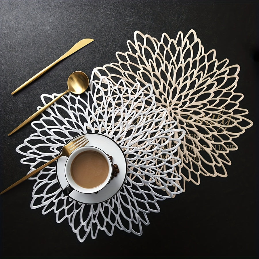 Round Placemat Hollow Coasters Lace Bronzing Marble Table Mat Large Coaster