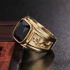 Men's Dragon Pattern Multicolor Gemstone Ring