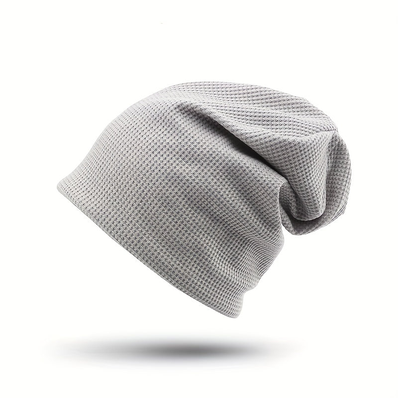Embossed Solid Lightweight Slouchy Skull Cap Unisex Couple Knitted Beanies