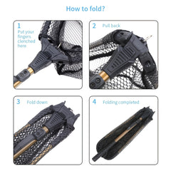 Foldable Fishing Net Telescopic Aluminum Handle 16in Hoop Size
