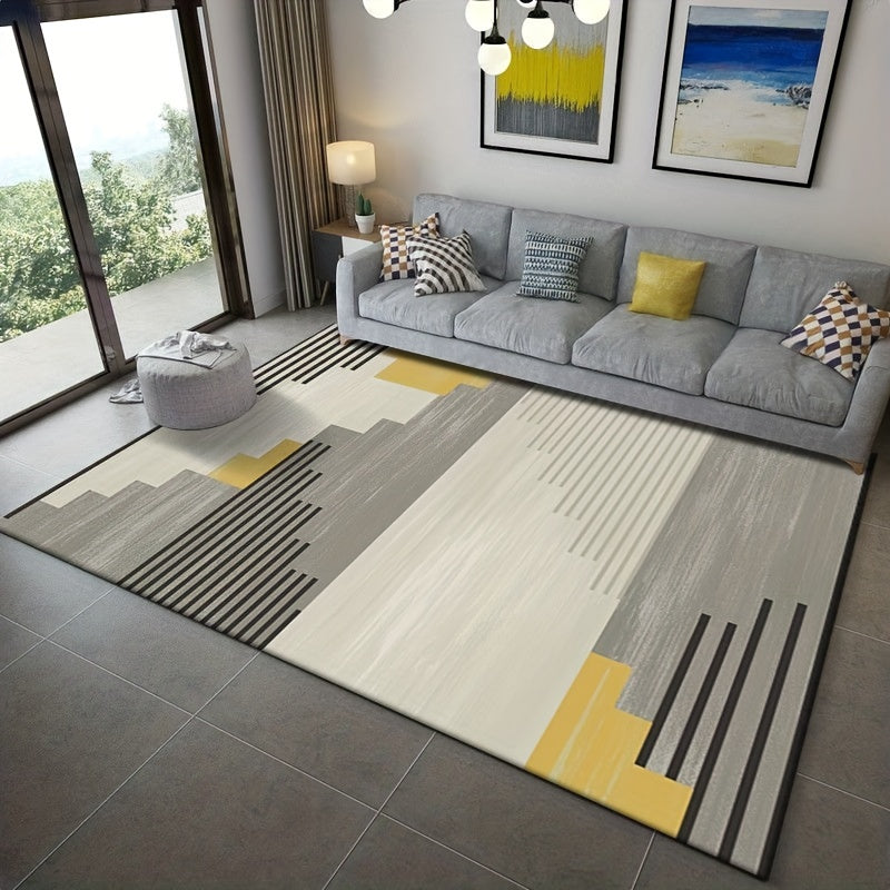 Polyester Nordic Style Carpet Light Minimalist Large Line Living Room Coffee Tab