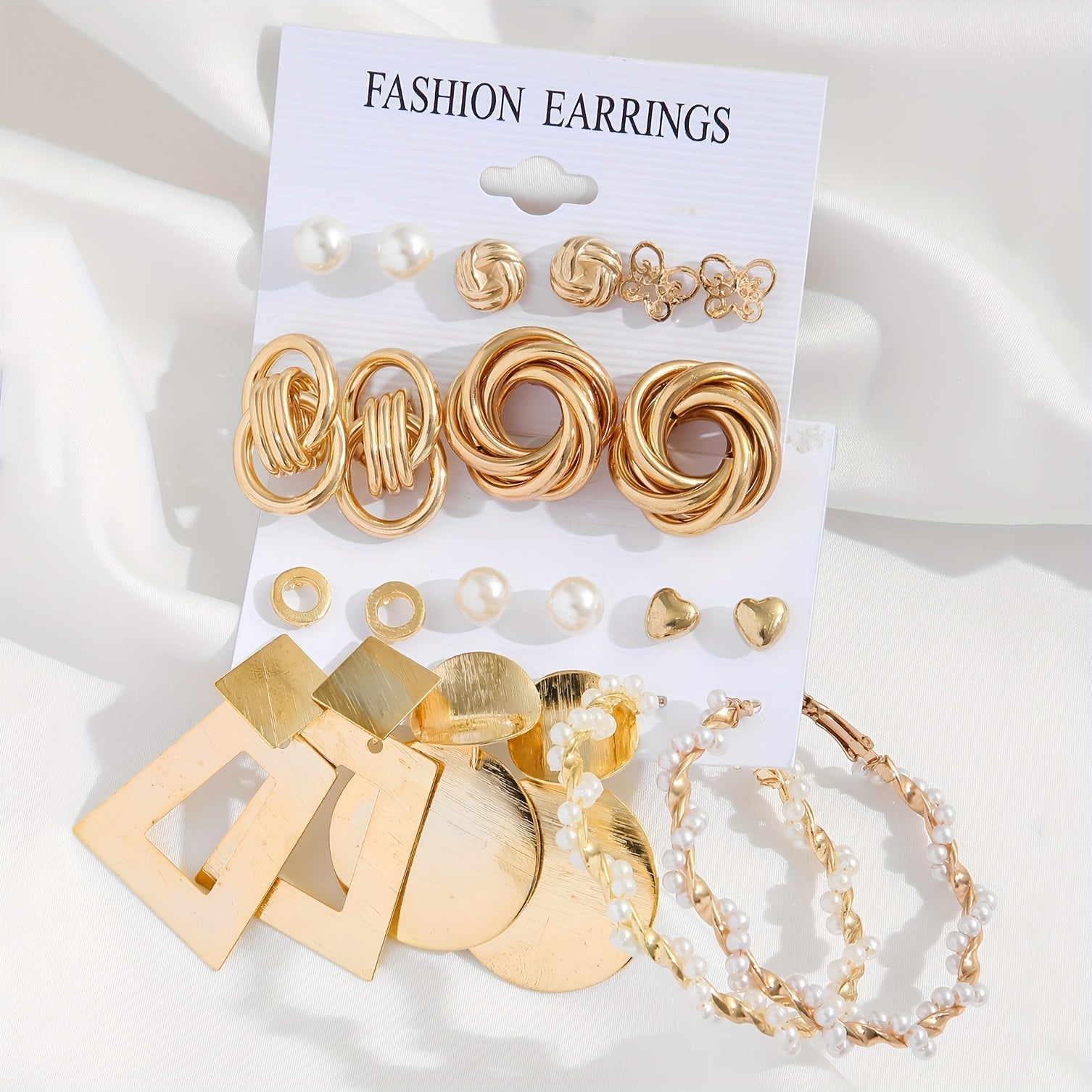 Women's Faux Pearl Butterfly Earrings Set