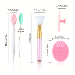 Facial Cleansing Brush Set Manual Silicone Face Mask Brush Lip Scrub Brush