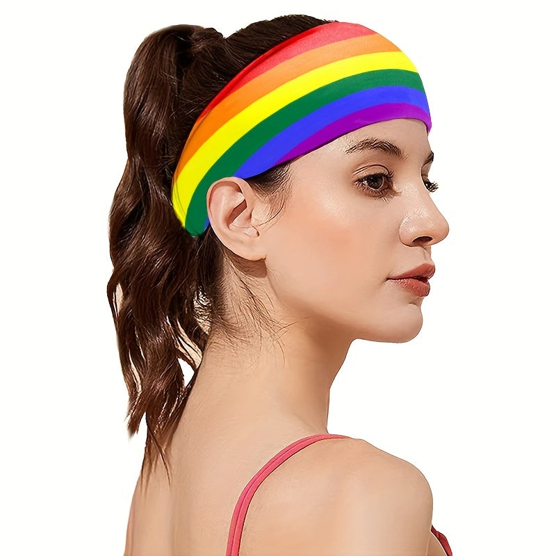 Rainbow Elastic Sports Headband for Women