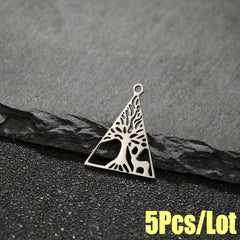 5PCS Stainless Steel Tree Pendant for DIY Accessories