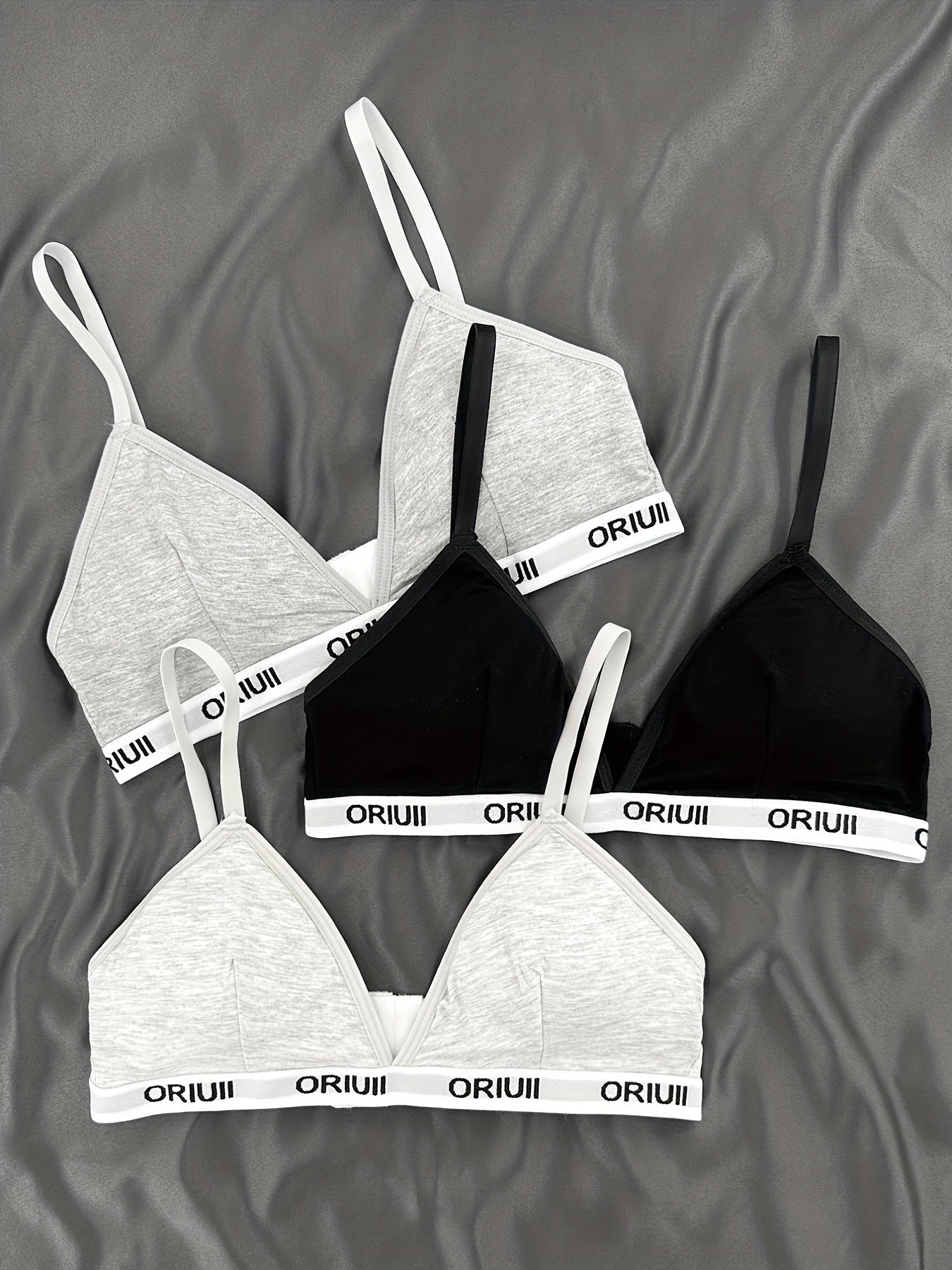 3pcs Letter Sports Bras Comfy Yoga Fitness Bra Women's Underwear