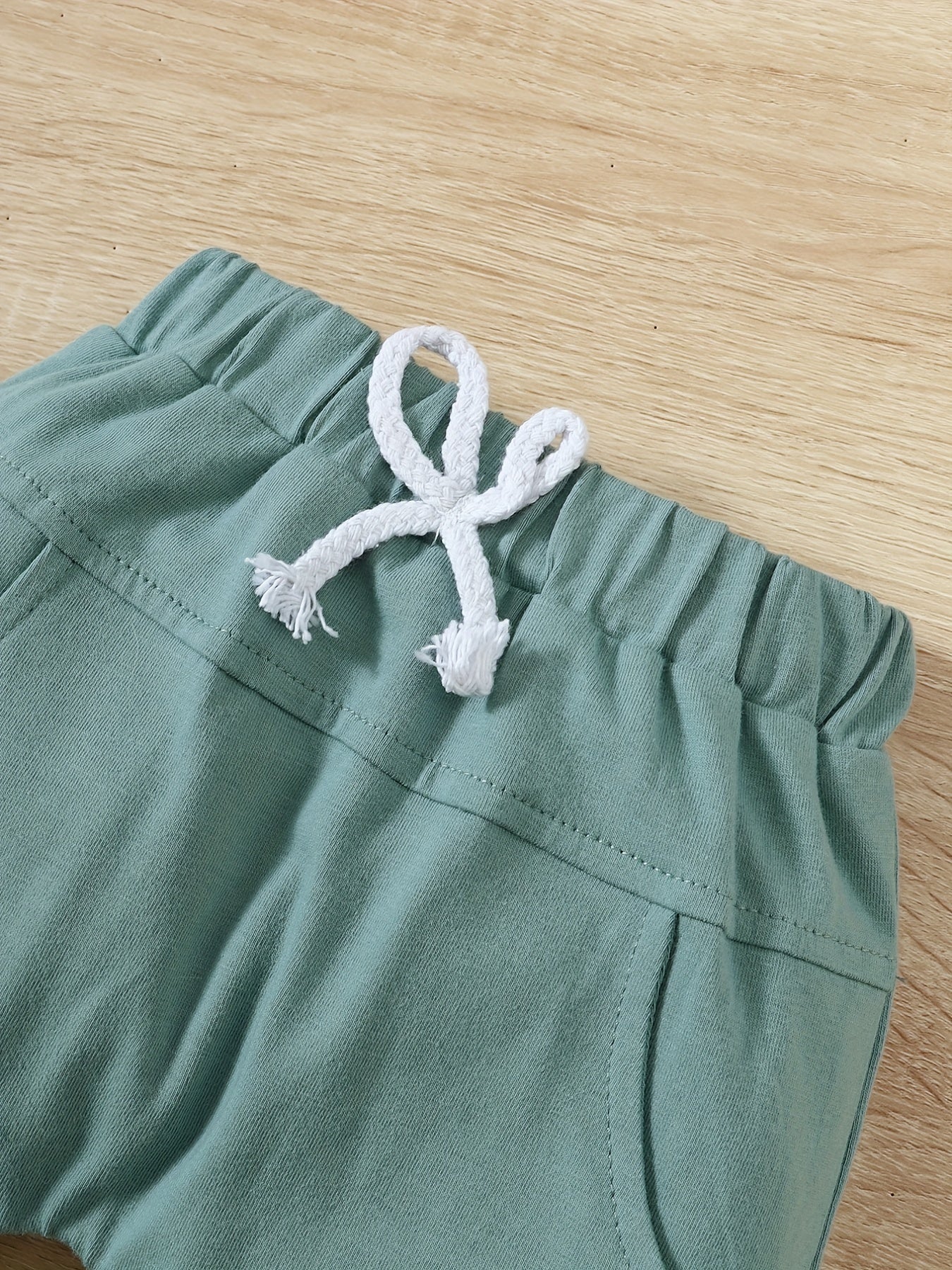 Baby Boys Stitching Pocket Front Long Sleeve Top Solid Shorts Set