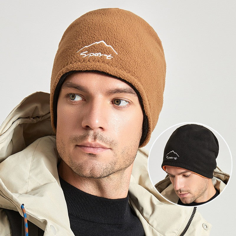 Men's Cold-proof Ski Hat Outdoor Fleece Wind-proof Knitted Hat