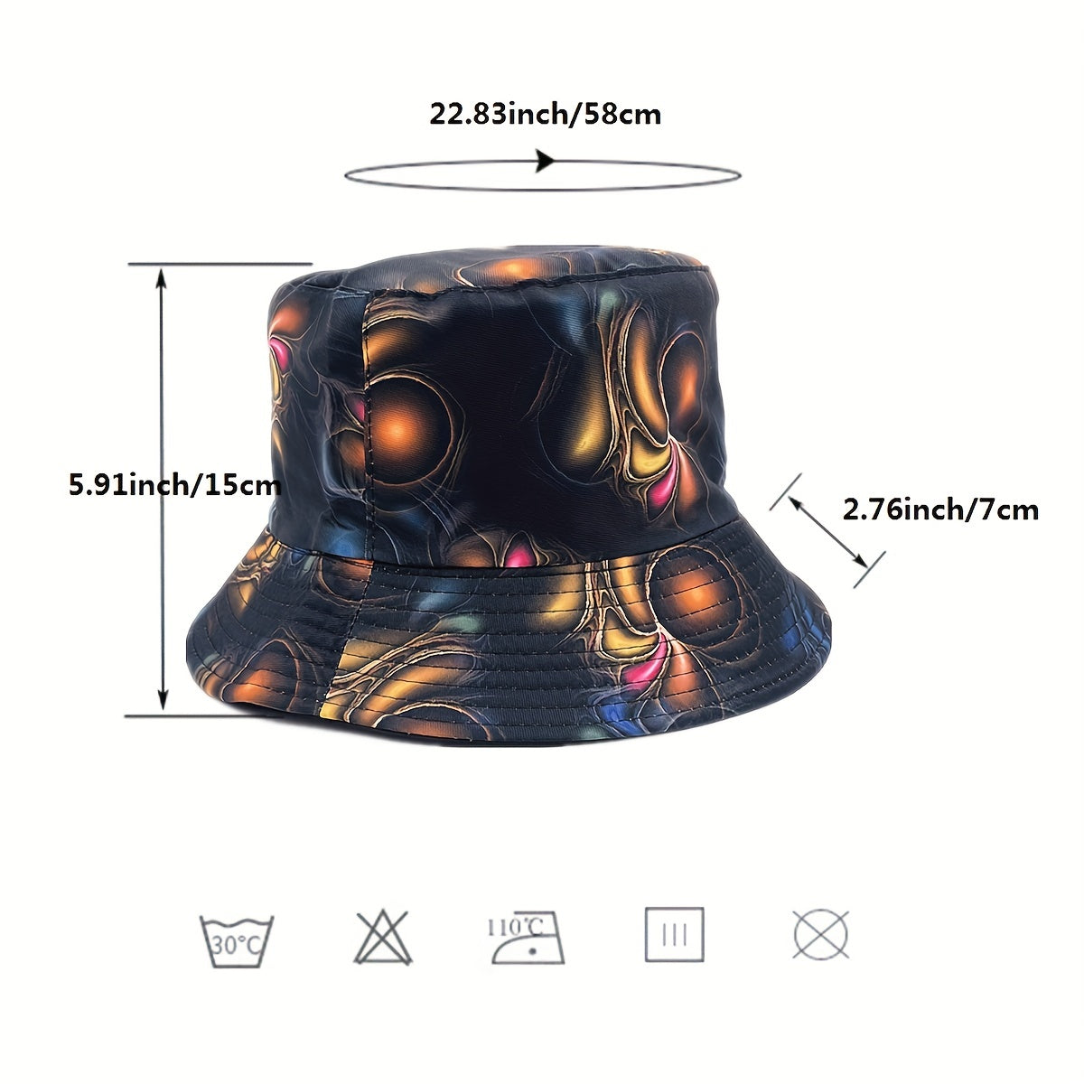 Geometric Tie Dye Print Bucket Hat Reversible Basin Hat