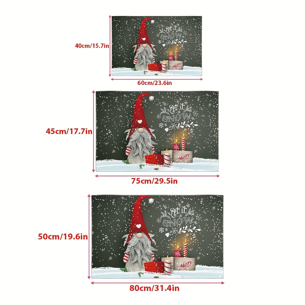 Winter Snow Gnomes Pattern Area Rug Soft Non Slip Absorbent Floor Mats