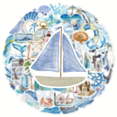 Marine & Sailing Vinyl Stickers Set 50 Pcs for Laptops, Bikes, Water Bottles