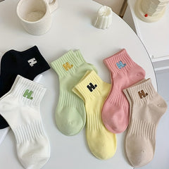 7 Pairs Letter Pattern Socks Women's Stockings