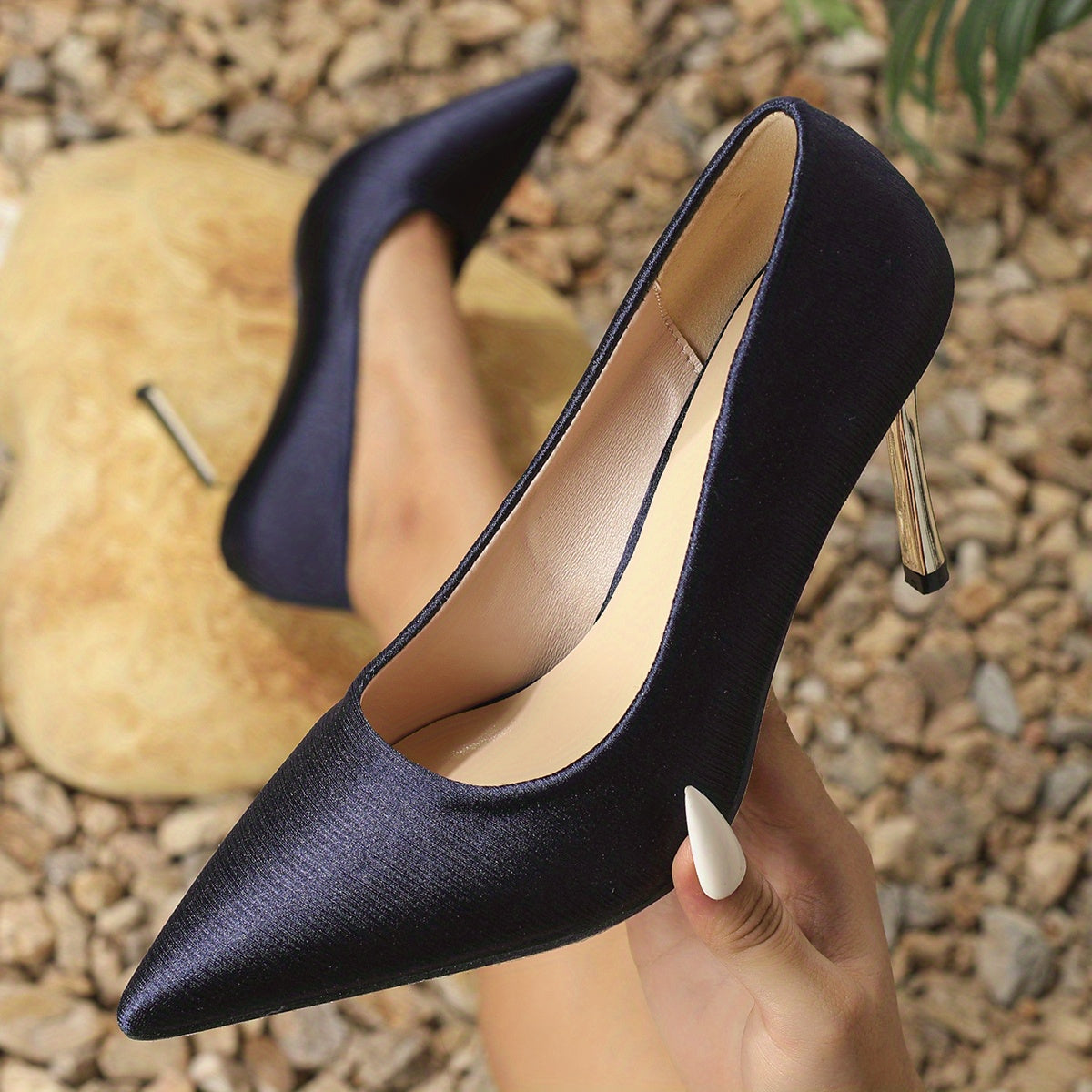 Solid Stiletto Heels Point Toe Pumps Women's Party Heels