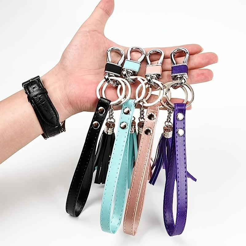 PU Leather Keychain Phone Lanyard Wristlet Strap Cord with Tassel