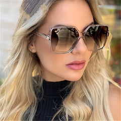Square Frame Polarized Sunglasses Gradient Lens Vintage Eyewear