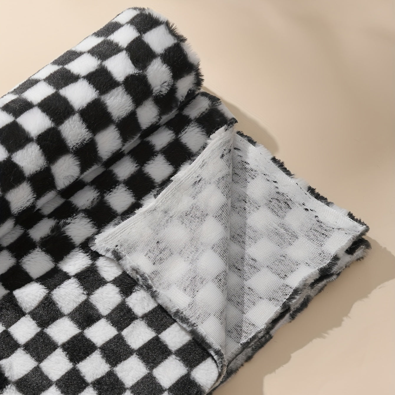 Rabbit Fur Checkerboard Plush Soft Comfortable Hat Shoes Pillow Bag Toy