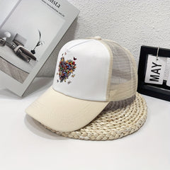 Butterfly Heart Print Trucker Hat Mesh Cartoon Baseball Cap