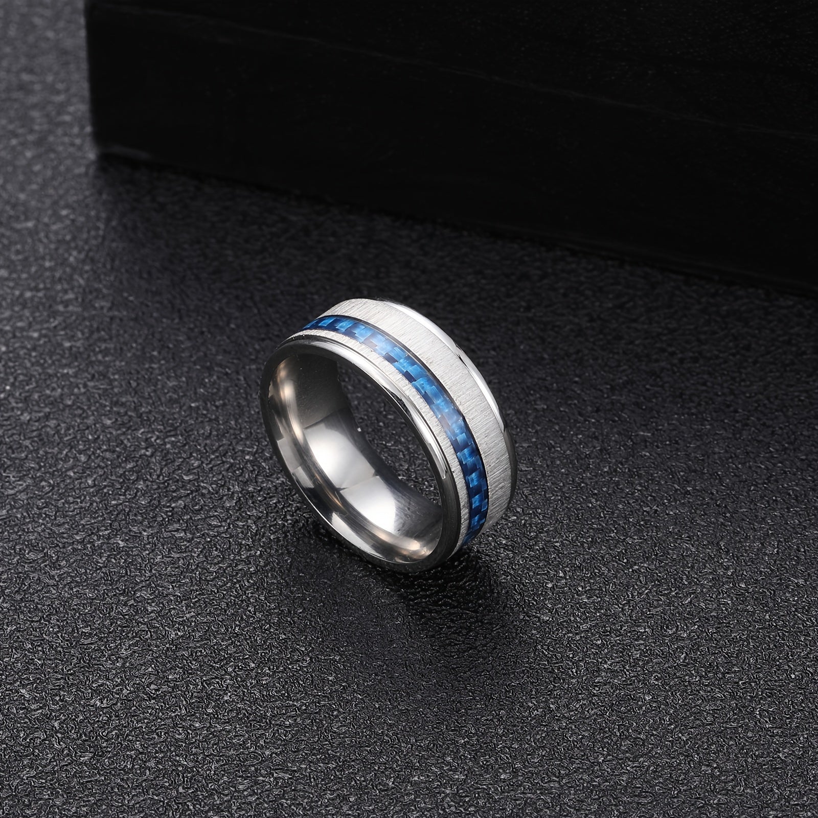 Men's Stainless Steel Sapphire Ring