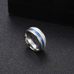 Men's Stainless Steel Sapphire Ring
