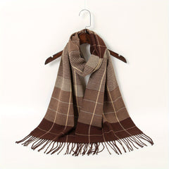 Geometric Plaid Scarf Sunscreen Fringed Shawl