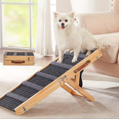 Adjustable Dog Ramp Wooden Folding Portable Pet Ramp
