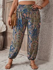 Women's Plus Paisley Print High Rise Tapered Leg Pants