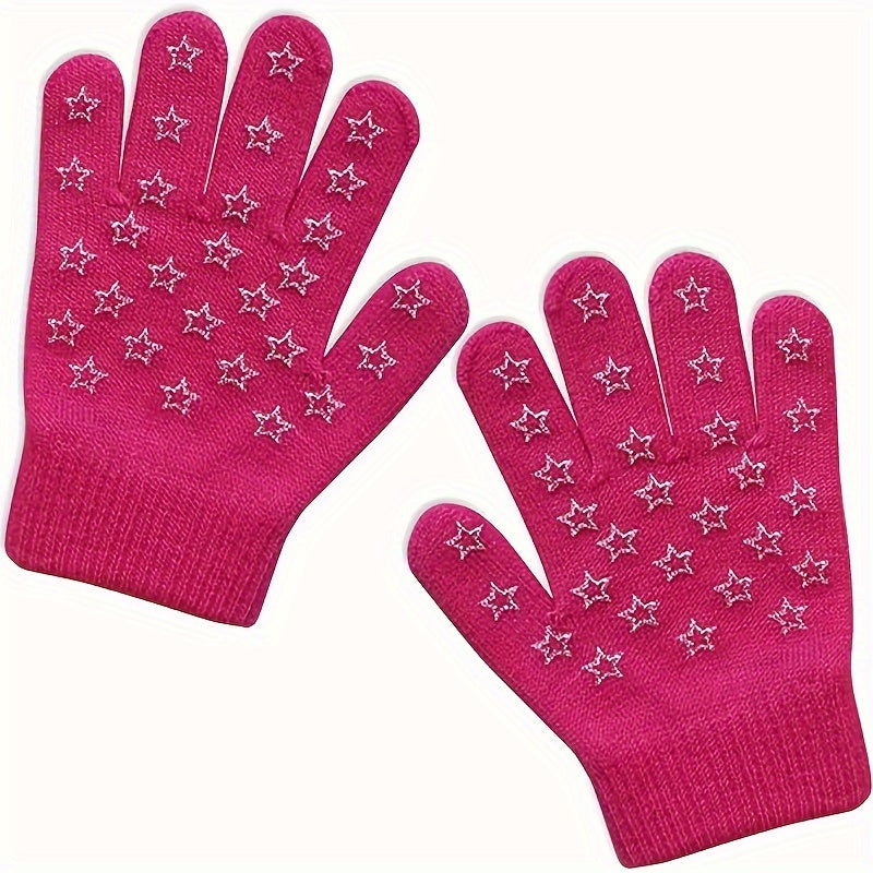 Kids Winter Gloves Knitted Warm Elastic Gloves for 6 8 Year Boys Girls