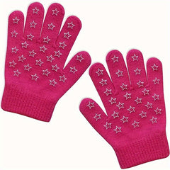 Kids Winter Gloves Knitted Warm Elastic Gloves for 6 8 Year Boys Girls