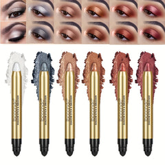 6 Color Pearly Earth Tone Eyeshadow Stick Double Headed Pen