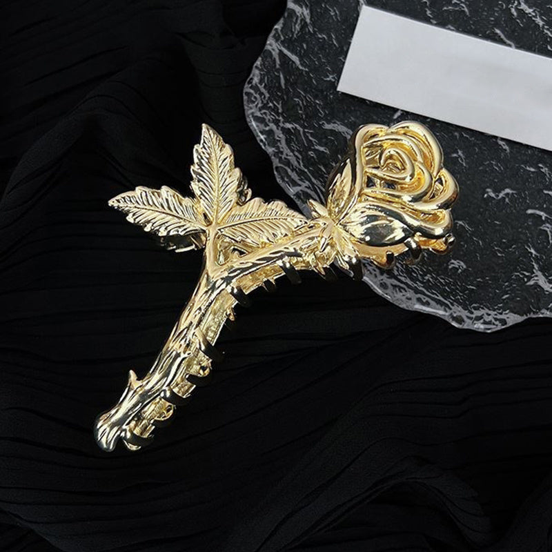 Metal Rose Hair Claw Clip Silver