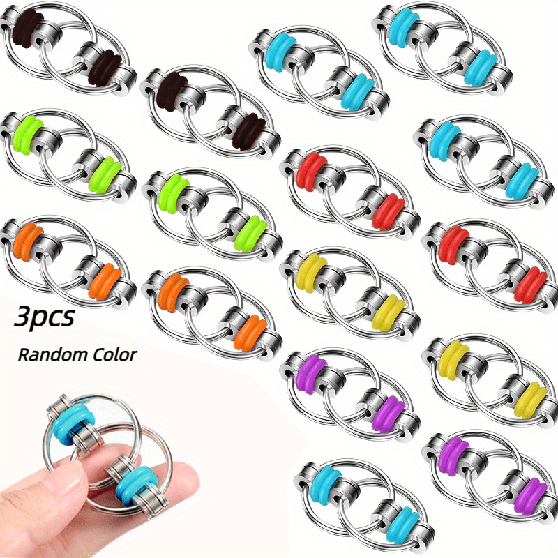 3pcs Vent Bicycle Iron Chain Toy Decompression Metal Keychain