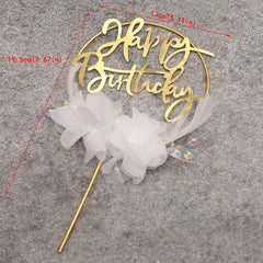 Feather Cake Insert Flag for Birthday Decor